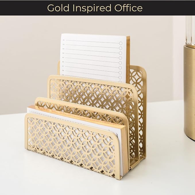 BLU MONACO | Gold Desk Mail Organizer - Image 3