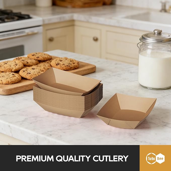 Disposable Paper Food Trays 2lb, 1000 Pack Bulk Brown Paper Boats - Image 4