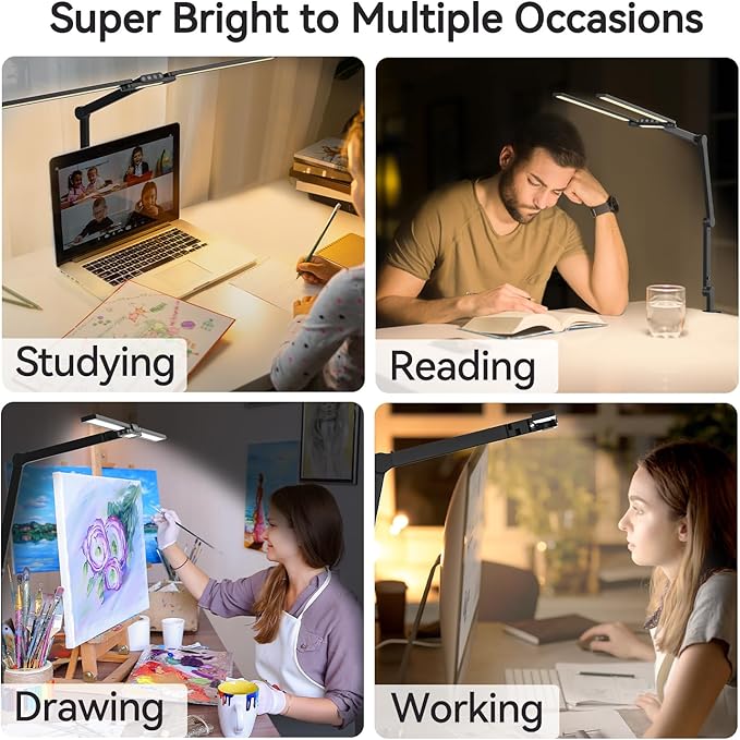 LED Architect Desk Lamp with Clamp - 24W Ultra Bright Adjustable Swing Arm Light - Image 6