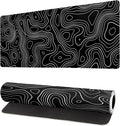 Topographic Contour Gaming Mouse Pad Black Large Mouse Pad by Siski