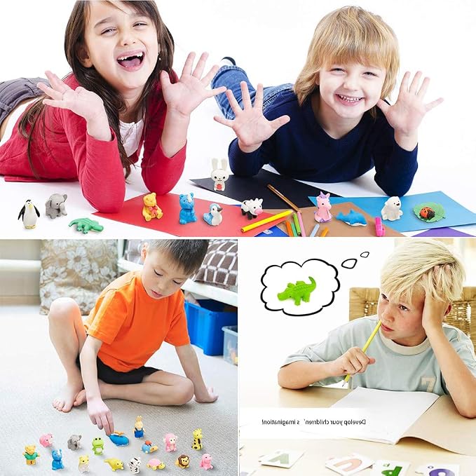 URSKYTOUS 35Pcs Animal Erasers Desk Pets - Image 3
