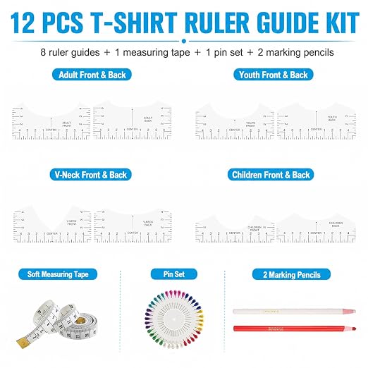 Tshirt Ruler Guide Vinyl Alignment, Shirt Measurement Tool Placement Center - Image 2