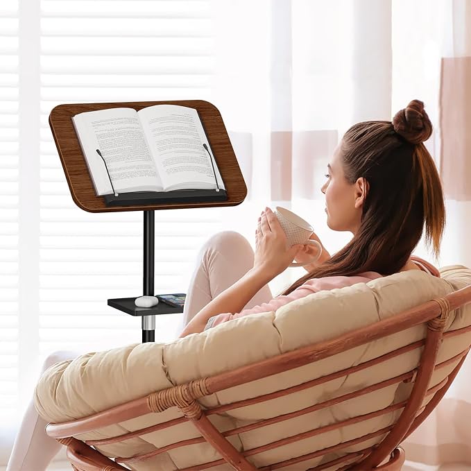 Snughome Floor Book Stand with Removable Tray, Wood Standing Book Stand - Image 2
