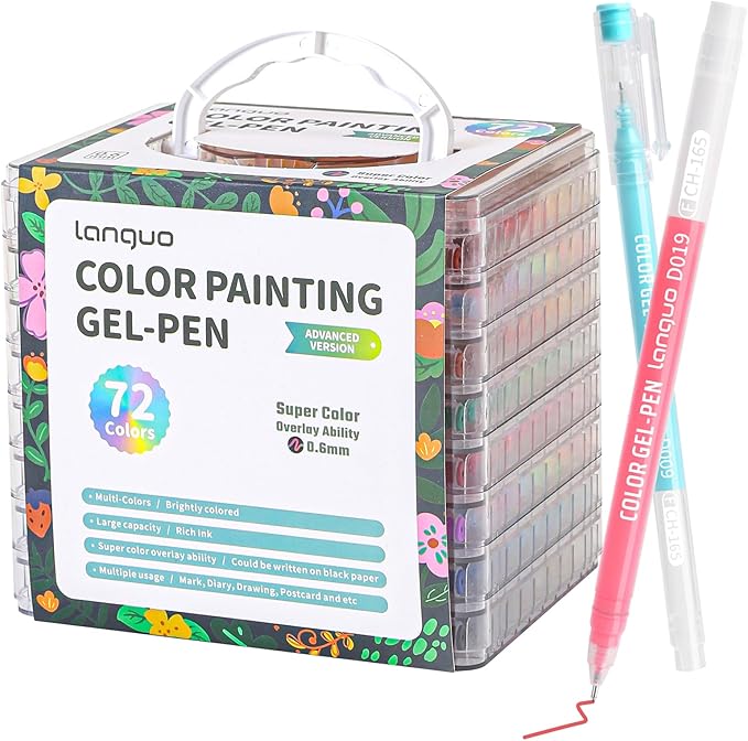 Gel Pens For Coloring, 72 Pack Colored Pens for Black Paper & White Paper by Joyask