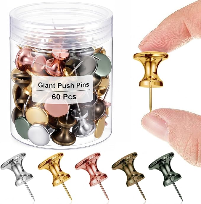 Outus 60 Pcs Giant Push Pins Jumbo Tacks 1/1.8inch Plastic Head by Outus