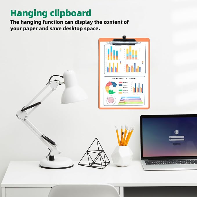 FRETONBA Orange Clipboard with Pen Holder, Hanging Clipboards Holds 8.5x11 Inch - Image 6