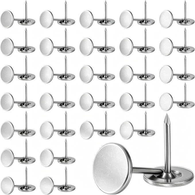 60pcs Metal Thumb Tacks, 0.43x0.66in, Heavy Duty Flat Head, Fixing Photos Notes by Unknown