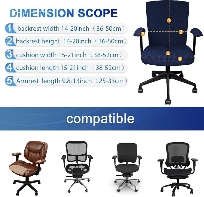 Tallew 4 Pcs Office Chair Covers Set Computer Universal Protective Stretchable - Image 4