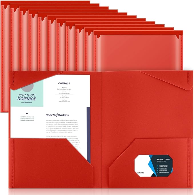 Henoyso 18 Pack Red Plastic Folders by Henoyso