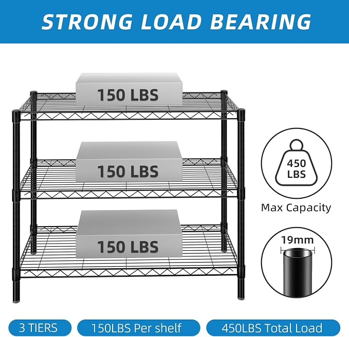 Guan River 3-Shelf Adjustable Metal Wire Shelving, Sturdy and Durable, Storage - Image 4
