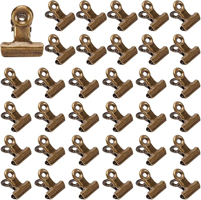 CRASPIRE 35Pcs Bronze Bulldog Clips Vintage Metal Binder Hinge Mini Clips by CRASPIRE