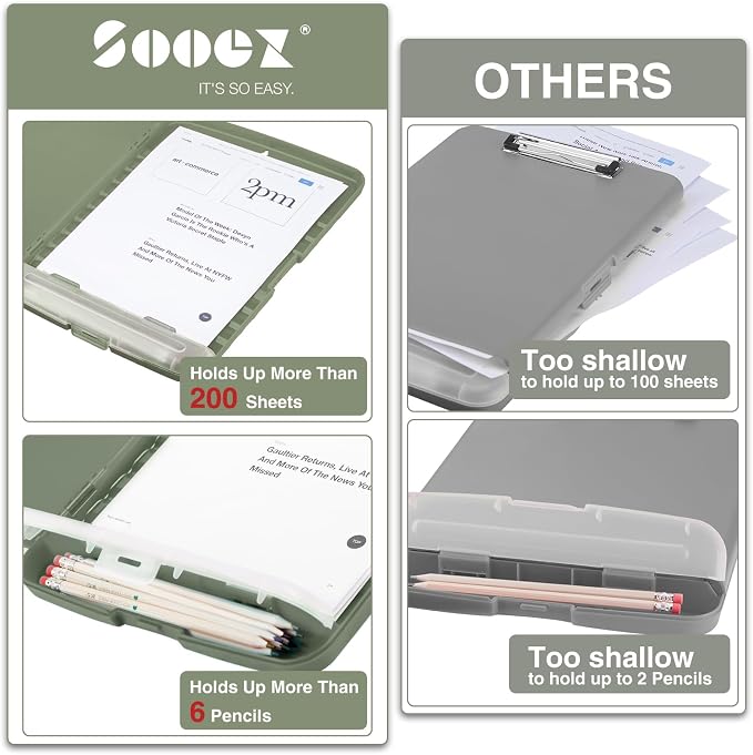 Sooez Clipboard with Storage, High Capacity Nursing Clipboard with Pen Holder - Image 3