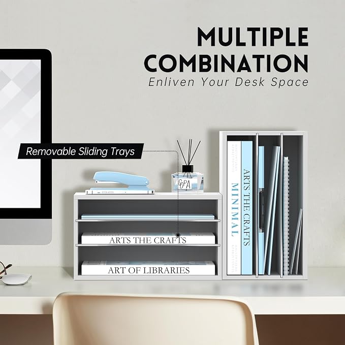 SUPEASY Wood Desk Organizer, 3 Tier Paper File Organizer - Image 4