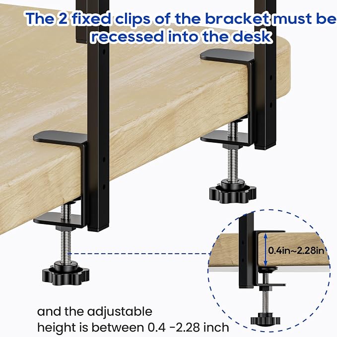 Clamp On Desk Shelf 2-Tier, 12.5 inche Wood Shelving Unit - Image 6