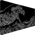 Japanese Sea Wave Mouse Pad for Gaming, Large Mouse Pad Extended Non-Slip by Jovlio