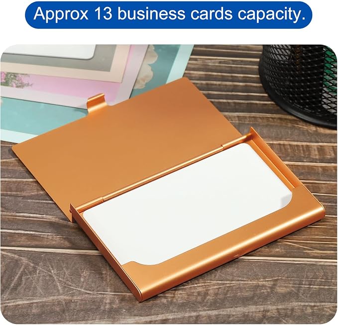 PATIKIL Business Card Holder, 2 Pieces Aluminum Alloy Flip Cover Slim Name - Image 5