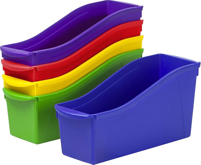 Storex Large Book Bin, Linking Storage Bin, Dry Erase Surface, 14.3 x 7 x 5.3 by Storex
