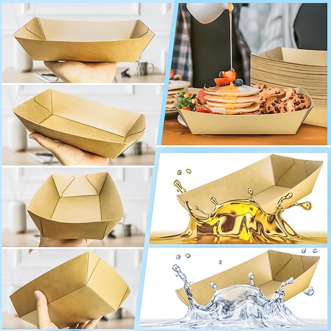100 Pack 5LB Extra Large Paper Food Boats Trays Disposable Paper Boat, Heavy - Image 6