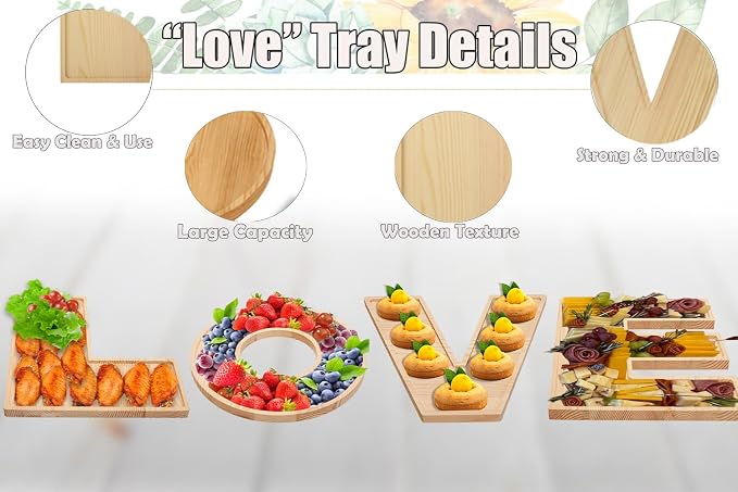 4PCS Larger Charcuterie Letter L O V E fillable Trays, 12Inch Letter Trays - Image 4