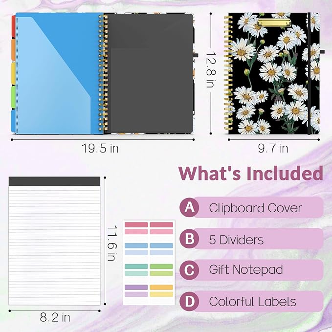 Sooez Clipboard Folio with Refillable Notepad, Folder with 10 Storage Pockets - Image 2