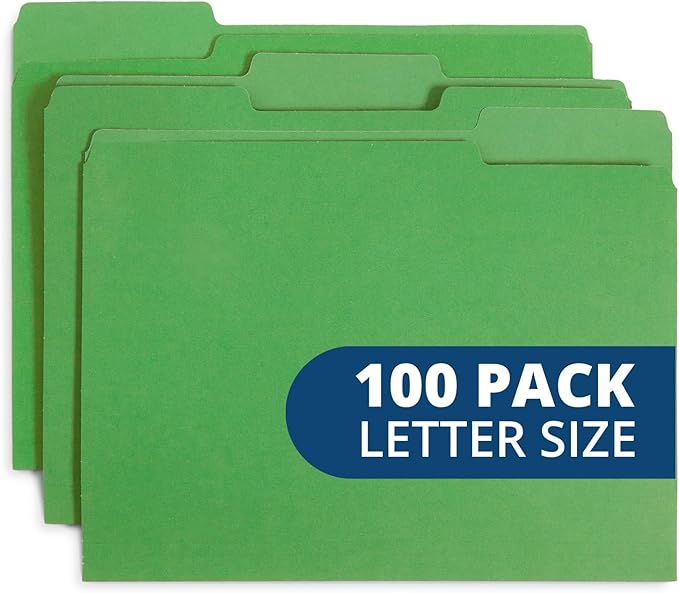 Blue Summit Supplies File Folder, 1/3 Cut Tab, Letter Size, 100 Per Box by BlueSummitSupplies