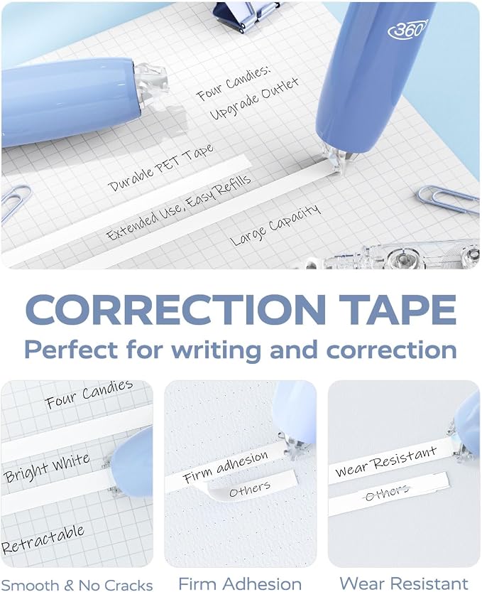 Four Candies Refillable Retractable White Correction Tape, School Supplies - Image 4