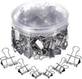 TecUnite 150 Pcs Black Binder Clips Assorted Sizes Silver Paper Clamps Clips by TecUnite