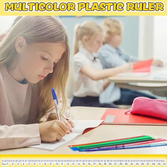 Teling 192 Pack Rulers Bulk for Classroom Transparent Colorful Metric Rulers - Image 5