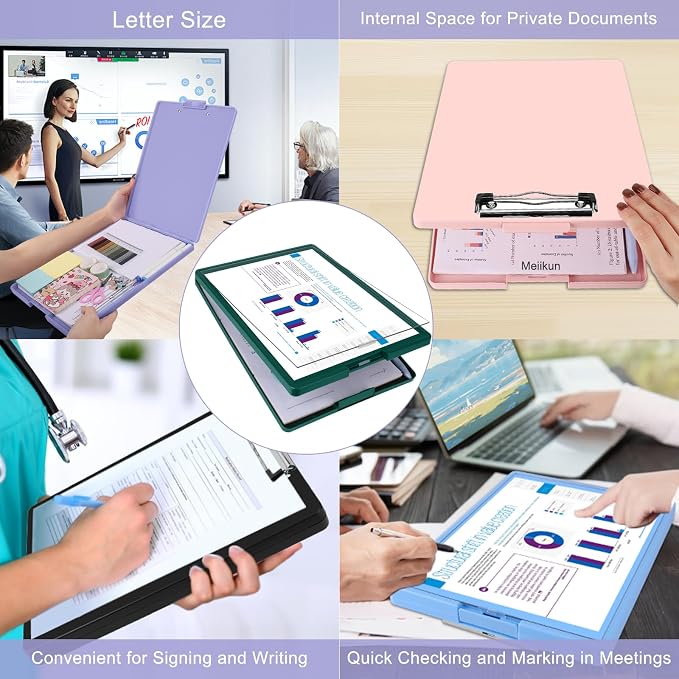 Meiikun Clipboard with Storage, Plastic Clip Boards 8.5x11 Folder with Clear - Image 8
