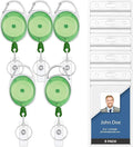 5 Pack Id Badge Holder with Clip – Transparent Green Badge Reels with Id by WillWell