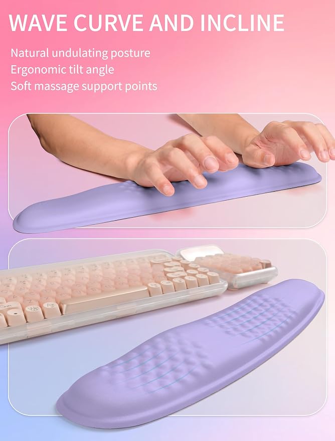Hokafenle 2in1 Combination, Wave Keyboard Wrist Rest and Ergonomic Curvature - Image 2