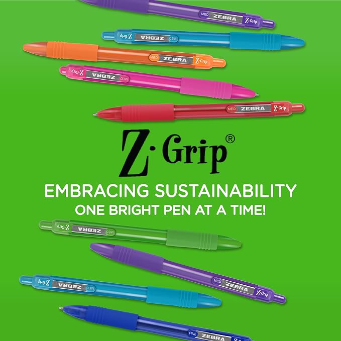 Zebra Pen Z-Grip Recycled Retractable Ballpoint Pens, Durable Metal Clip - Image 2