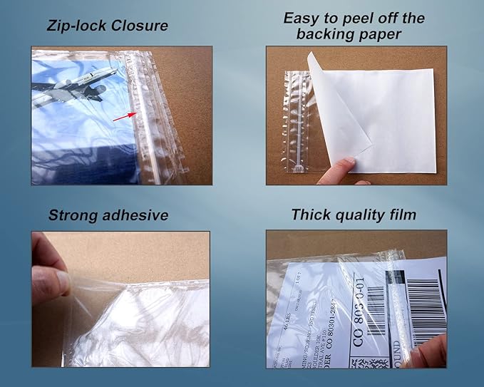 BEUYI Premium 5'' x 7.5'' Resealable Adhesive Shipping Label/documents Pouches - Image 4