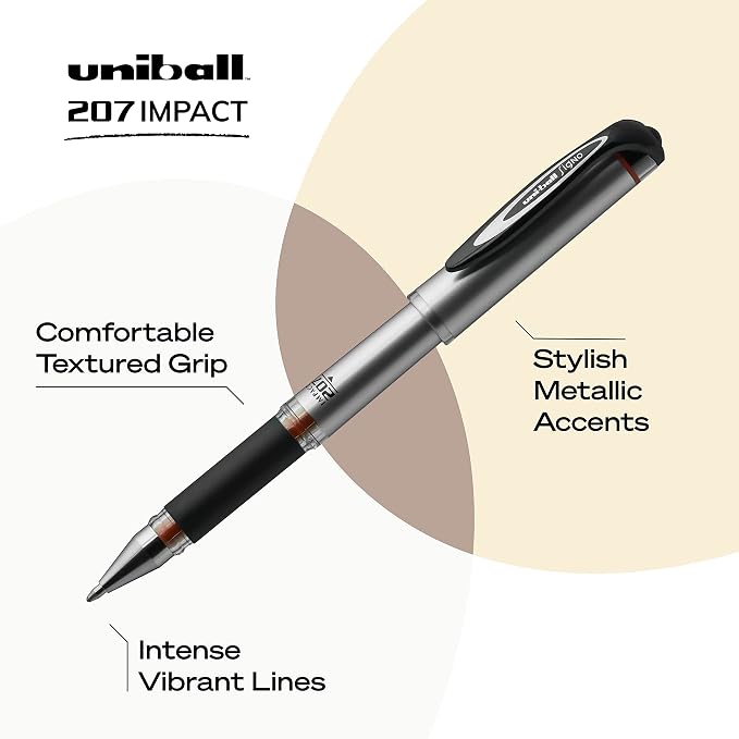 Uni-Ball Signo 207 Impact Gel Pen, 12 Red Pens, 1.0mm Bold Point, Smooth Writing - Image 2