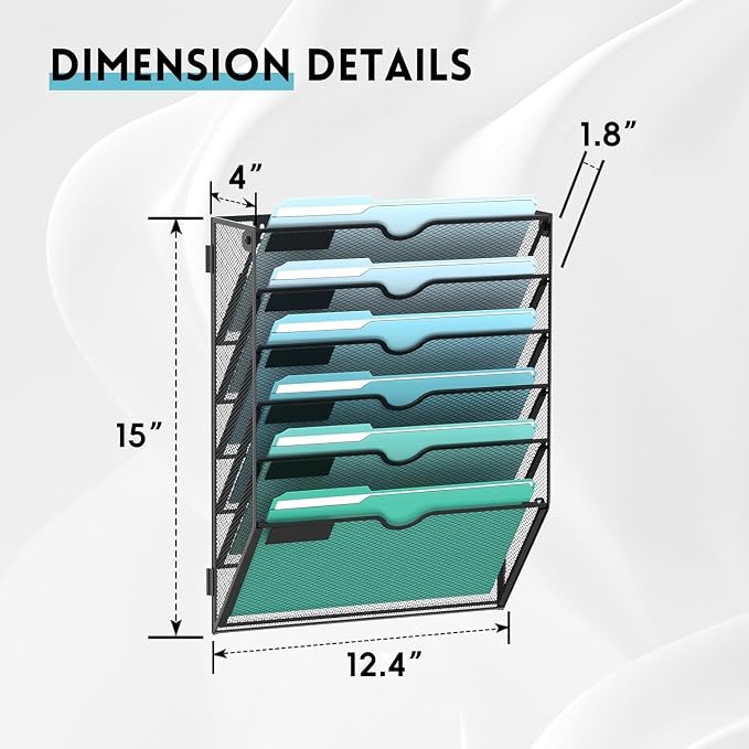 SUPEASY 6-Tier Wall File Organizer, Hanging Wall Files - Image 2