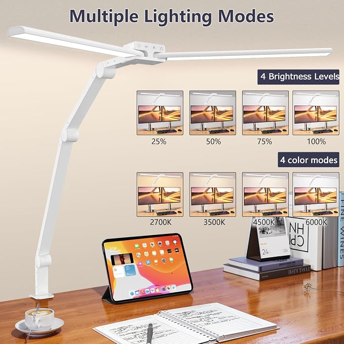 KableRika Desk Lamp, Double Head Desk Lamp - Image 5