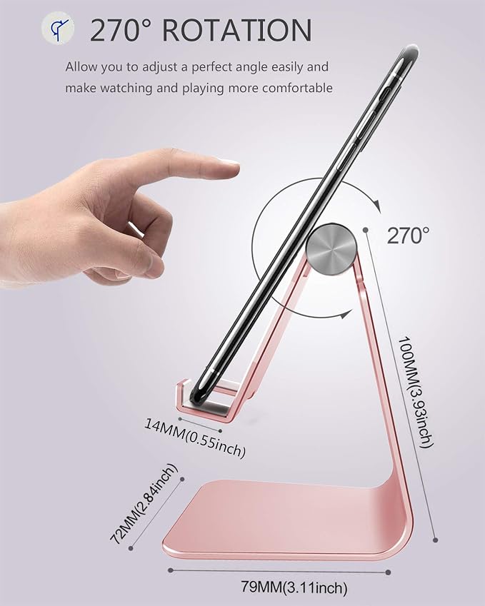 CreaDream Adjustable Cell Phone Stand, Phone Stand, Aluminum Desktop Stand - Image 3