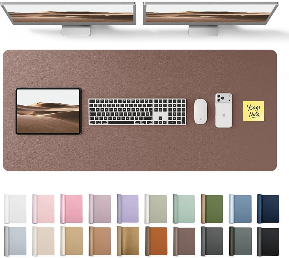 YSAGi Leather Desk Protector, Office Mat, Large Mouse Mat, Non-Slip PU Leather by YSAGi
