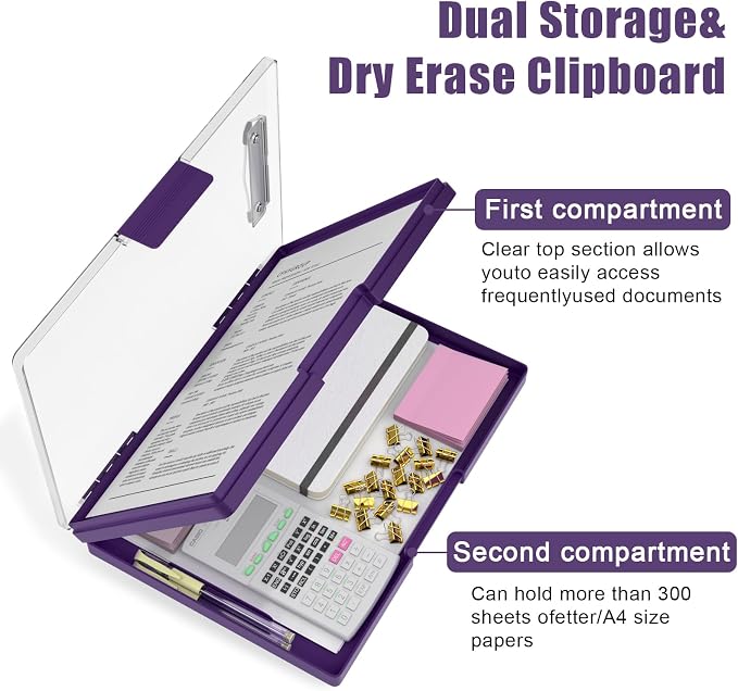 Hongri Clipboard with Storage, Heavy Duty with Dual Compartment, Smooth Writing - Image 4