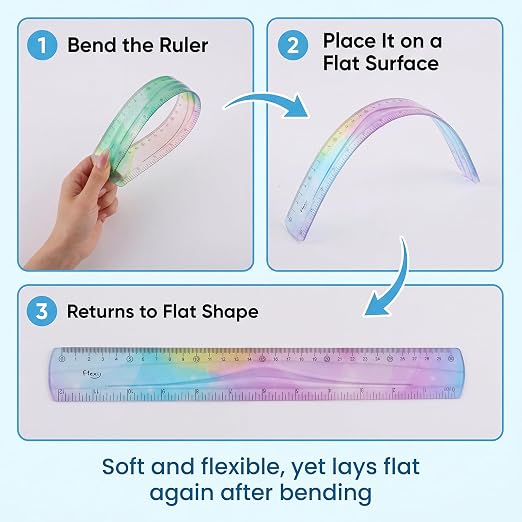 6 PCS 12 Inch Flexible Ruler, Soft Bendable Gradient Colored Rulers - Image 4