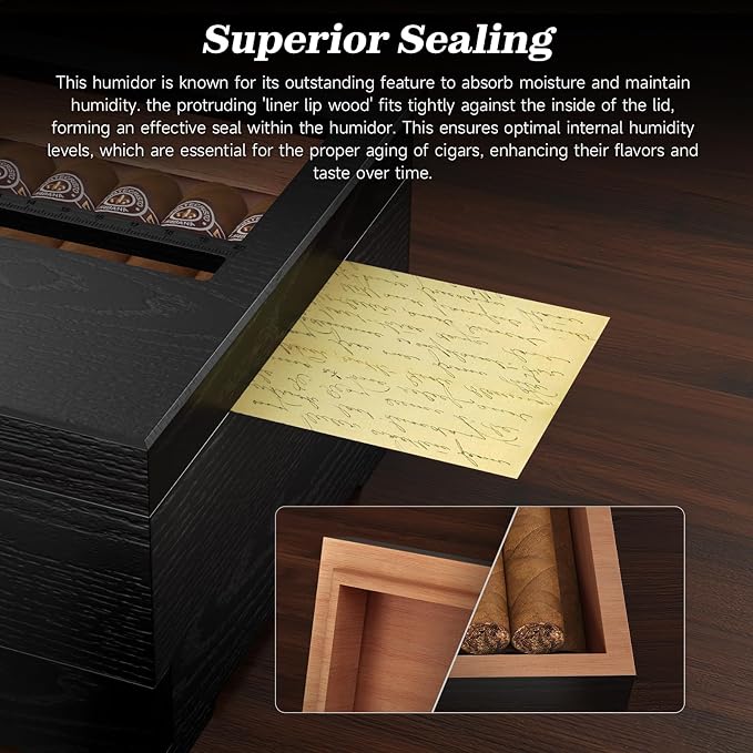 TISFA Cigar Humidor, Cedar Wood Desktop Humidor Box - Image 5
