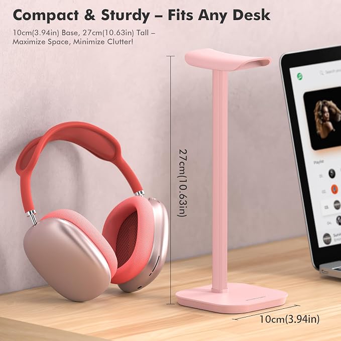 Headphone Stand, Desktop Headset Holder Desk Earphone Stand Aluminum Headset - Image 2