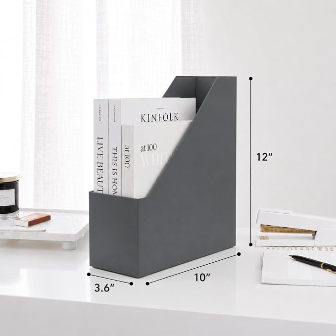 BLU MONACO | Set of 6 Foldable Grey Magazine File Holders - Image 8