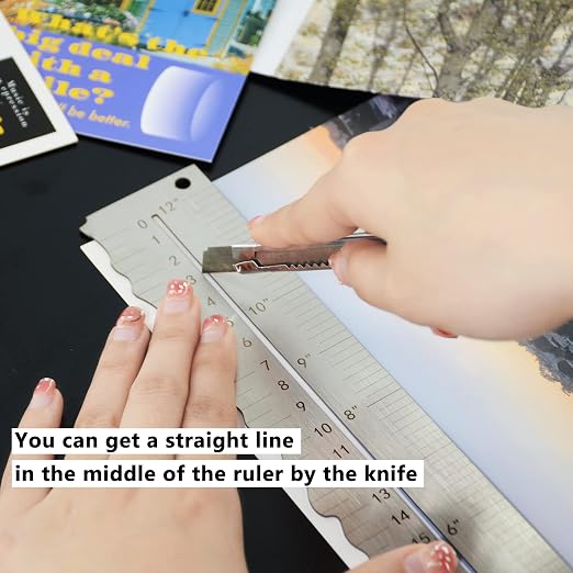 Stainless Steel Metal Paper Tearing Ruler Craft Ruler - Image 4