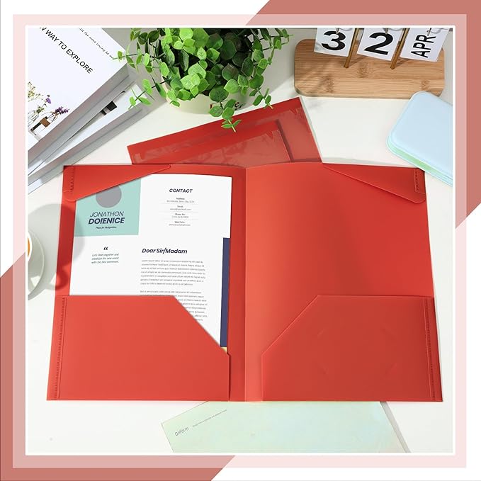 Henoyso 36 Pack Red Plastic Folders - Image 4