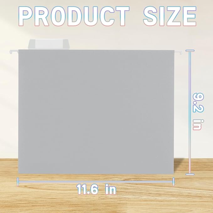 50 Packs Hanging File Folders Grey, Letter Size 8.5x11, Hanging File Folders - Image 2