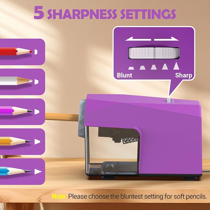 AFMAT Electric Pencil Sharpener, Fast & Hands-Free, 10K+ Uses, 5 Nibs, Fully - Image 5
