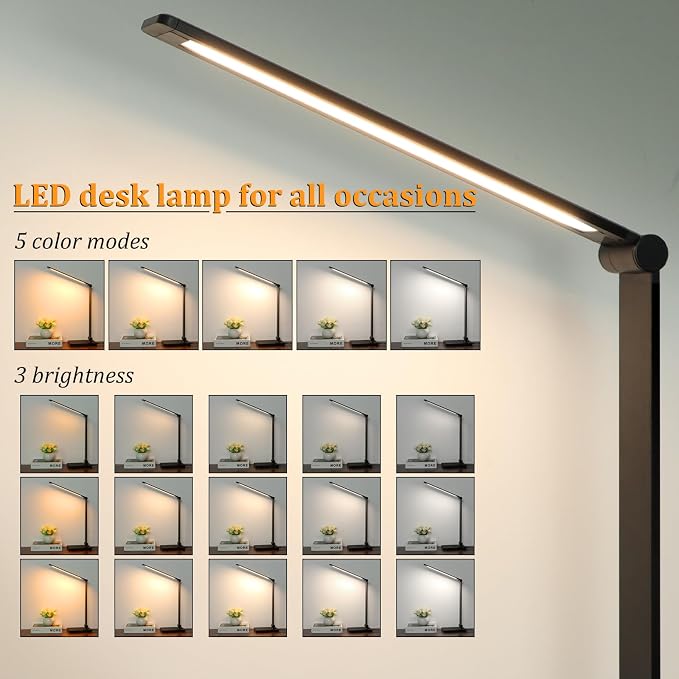LED Desk Lamp with USB Ports, Touch Desk Lamps - Image 2