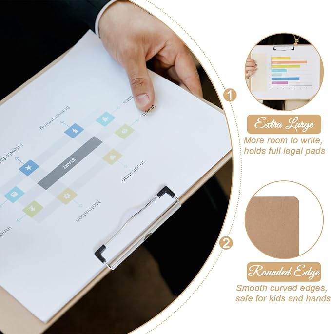 6 Pcs Large Size Clipboard Set, 11x17 Wooden Horizontal Clipboard - Image 2