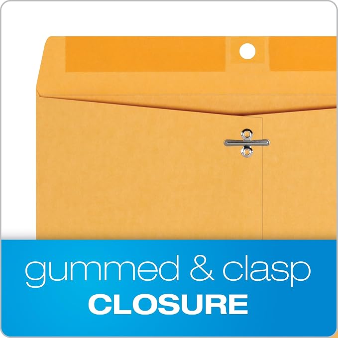 Quality Park, Gummed Kraft Clasp Envelopes, 100 / Box, 9.5 x 12.5 Inches - Image 3